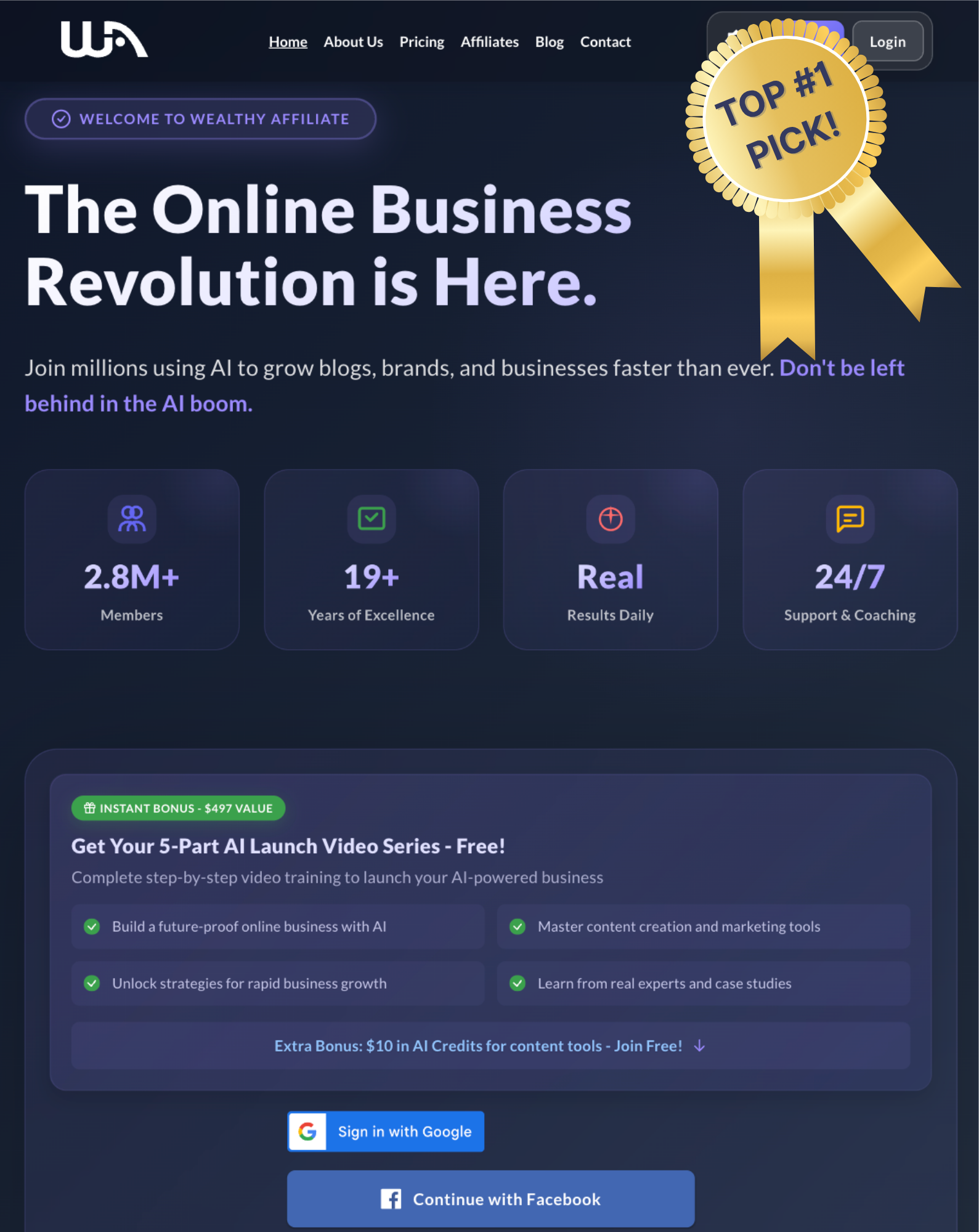 Top Pick - Wealthy Affiliate AI Business Builder Platform